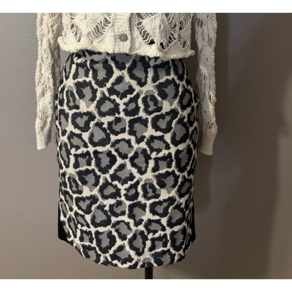 Diane Von Furstenberg Animal Print Skirt Black Cream Gray Smooth Fit Cotton Mix - Picture 8 of 15